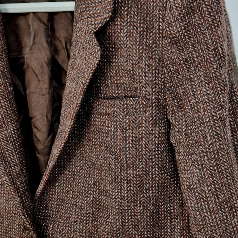 Vintage 80s Peabody House Wool Tweed Blazer Jacket Womens 11/12 Rust Brown Lined